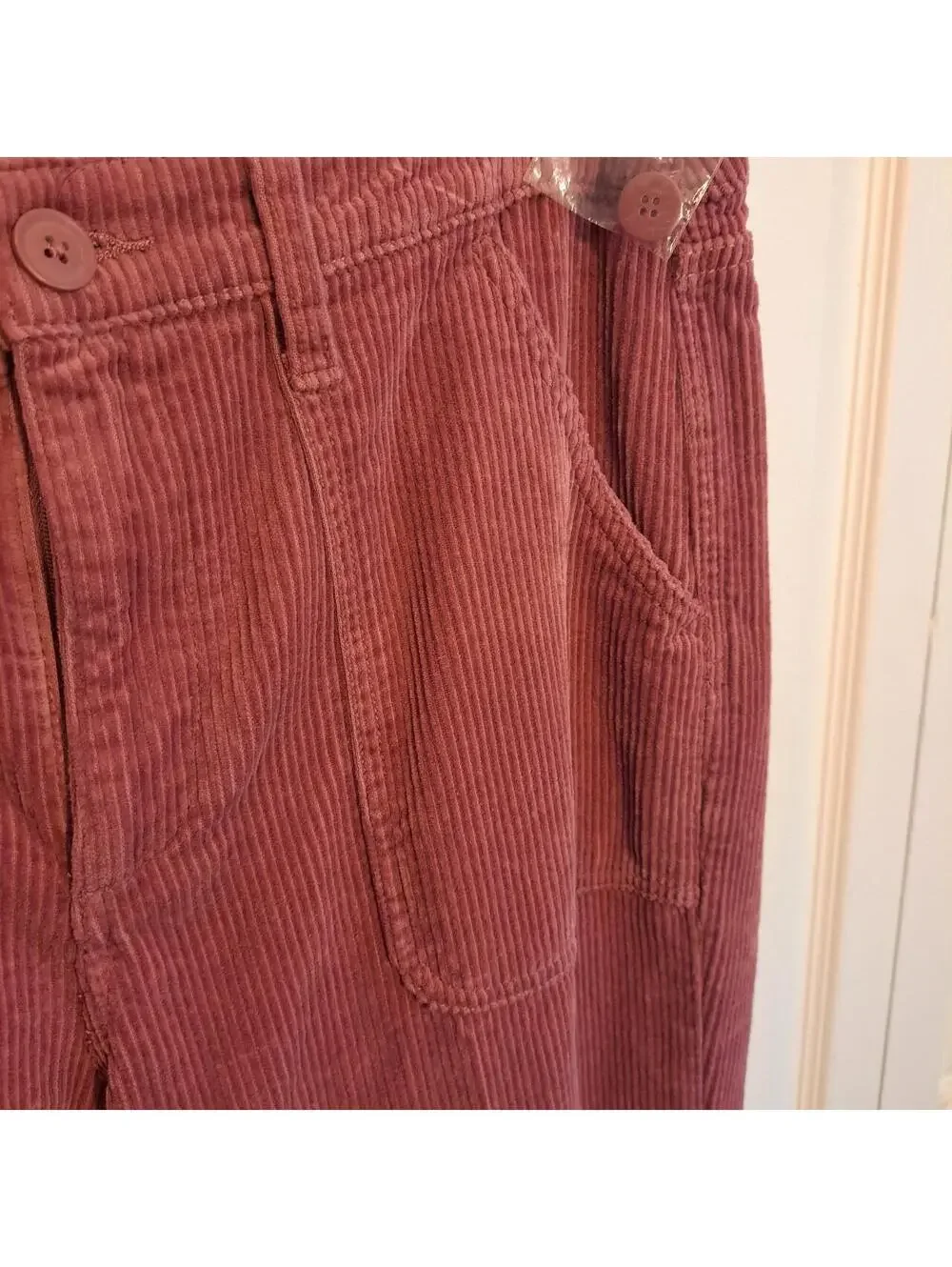 Oversized Pockets Wide Legged Corduroy Rose Size 12